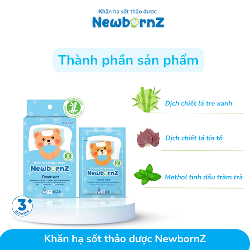 Khăn lau hạ sốt Newborn được làm từ các thảo dược thiên nhiên rất an toàn cho cả trẻ em.