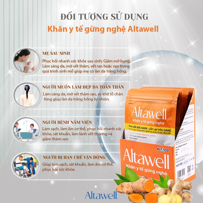 Khăn Altawell dành cho phụ nữ sau sinh, bệnh nhân năm viện,...